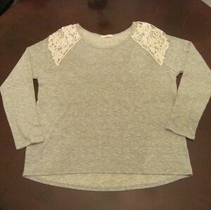 Gray Lace Shoulder Women's Top